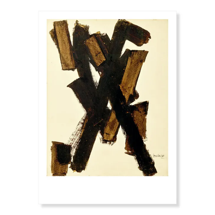 Boutiques de musées Affiches Et Reproductions-Affiche Pierre Soulages - Brou de noix sur papier marouflé sur toile, 1950 - 50x70 cm