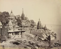 Online Boutiques de musées Bénarès. Ghat de Manikarnika, 1865 (toiles encadrées)