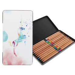 Boutiques de musées Écriture-Boîte 12 crayons de couleurs duo Licorne