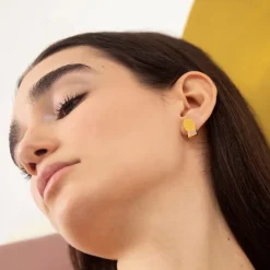 Discount Boutiques de musées Boucles d'oreilles dorées Collage mauve - Joidart