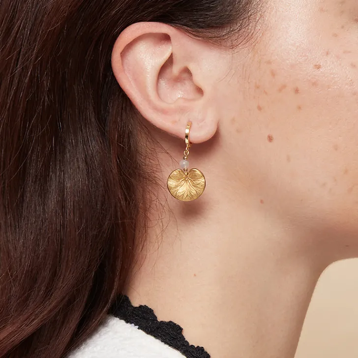 Boutiques de musées Boucles D'Oreilles-Boucles d'oreilles Nymphéa Perle de quartz rose - Les Cleias