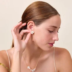 Boutiques de musées Boucles D'Oreilles-Boucles d'oreilles pendantes Fleur Blanche Berthe Morisot - Les Néréides X musée d'Orsay