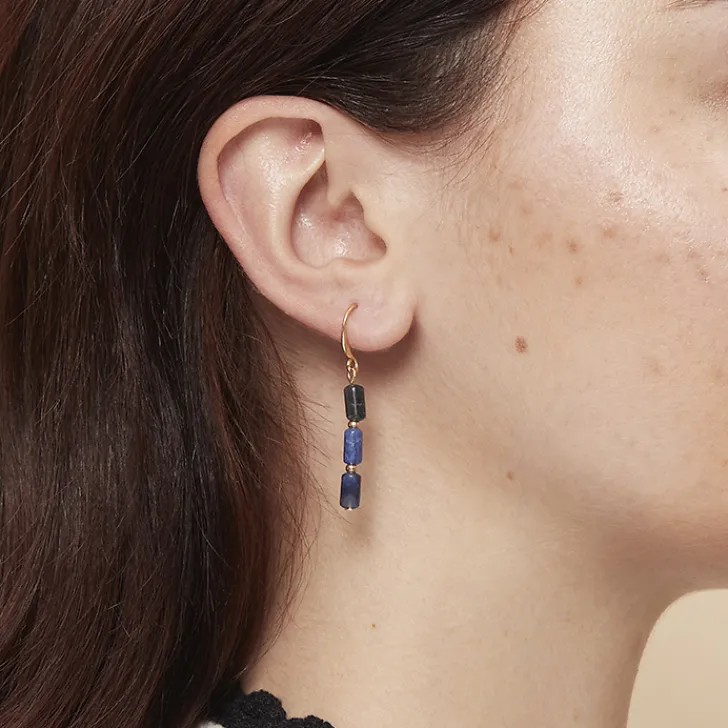 Boutiques de musées Boucles D'Oreilles-Boucles d'oreilles pendantes Antiques avec pierres bleues