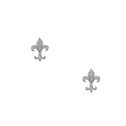Hot Boutiques de musées Boucles d'oreilles puces Fleur de Lys strass - Oreilles percées