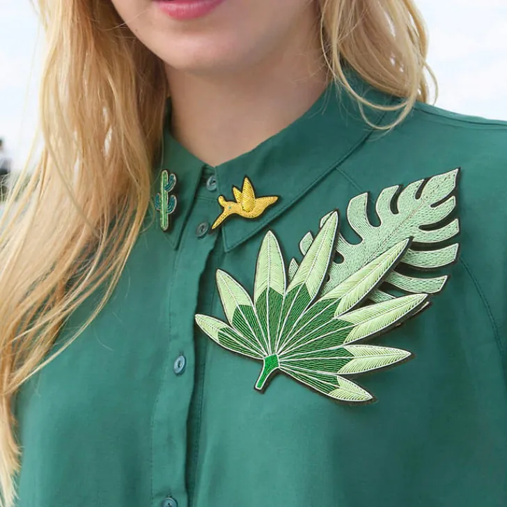 Boutiques de musées Broches-Broche Feuille de palmier verte - Macon & Lesquoy