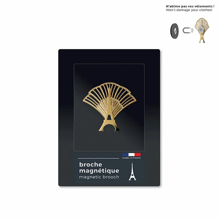 Boutiques de musées Broches-Broche magnétique Tour Eiffel Festif dorée - tout simplement,