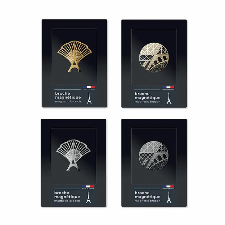 Boutiques de musées Broches-Broche magnétique Tour Eiffel Festif dorée - tout simplement,