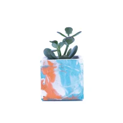 Boutiques de musées Design-Cache pot - Béton bleu et orange