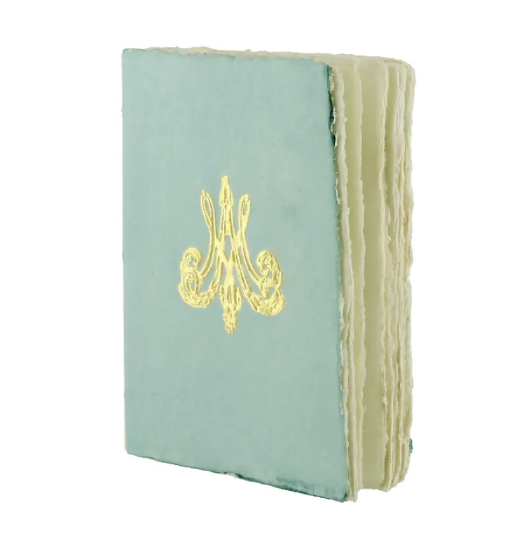 Boutiques de musées Cahiers Et Carnets-Cahier papier bouilli en cuve - Monogramme de Marie-Antoinette - Céladon