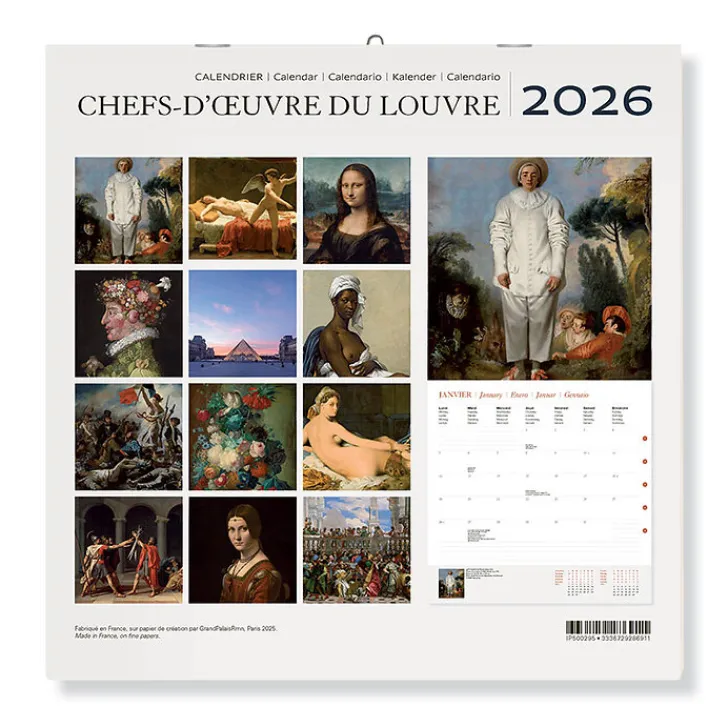 Boutiques de musées Calendrier 2026 - Chefs-d'œuvre du Louvre - 30x30 cm