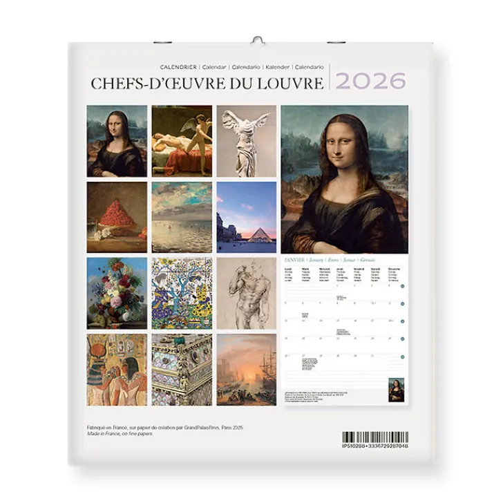 Boutiques de musées Calendrier 2026 - Chefs-d'œuvre du Louvre - 15,5x18cm