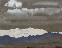 Boutiques de musées Panneaux Aluminium|Panneaux Acryliques-Chaîne de montagnes enneigées le soir (panneaux aluminium)