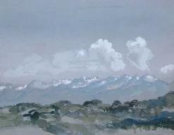 Boutiques de musées Chaîne de montagnes enneigées, le matin (panneaux aluminium)