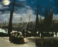 Boutiques de musées Toiles Sans Cadre|Toiles Encadrées-Clair de lune sur le port de Boulogne (détail) (toiles sans cadre)