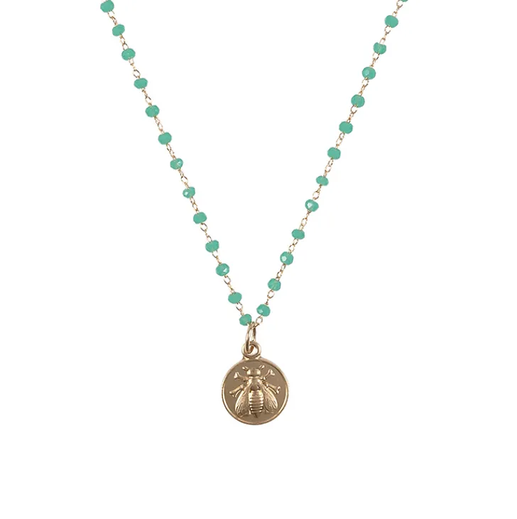 Boutiques de musées Colliers Et Pendentifs-Collier Abeille - Vert d'eau