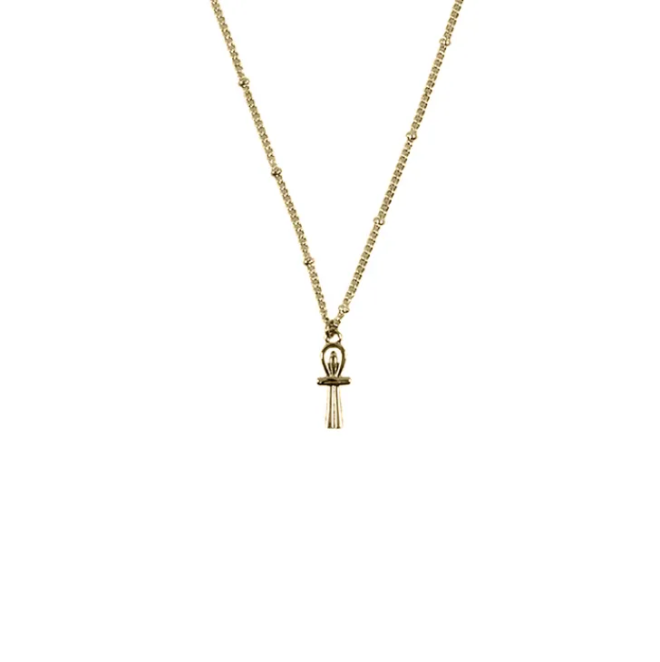 Boutiques de musées Colliers Et Pendentifs-Collier-pendentif Égyptien Croix de vie - Chaîne boules 60cm