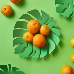 Boutiques de musées Art De La Table-Corbeille à fruits en métal Monstera Vert - Balvi