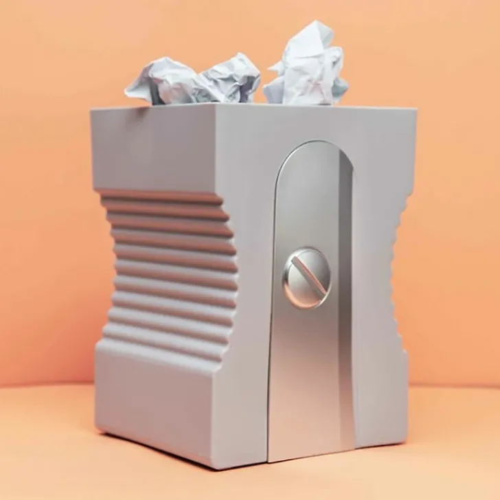 Boutiques de musées Accessoires De Bureau-Corbeille à papier Taille-crayon Gris - Balvi