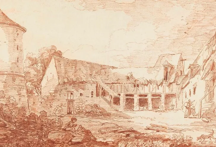 Boutiques de musées Panneaux Acryliques|Toiles Encadrées-Cour de ferme délabrée (panneaux acryliques)