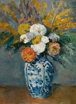 Boutiques de musées Panneaux Aluminium|Toiles Sans Cadre-Dahlias dans un grand vase de Delft (panneaux aluminium)