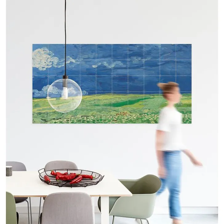 Outlet Boutiques de musées Décoration murale Vincent van Gogh - Champ de blé sous un ciel orageux - 160x80 cm