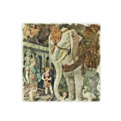 Boutiques de musées Art De La Table-Dessous de verre en marbre Rosso Fiorentino - L' Éléphant royal - 10 x 10 cm