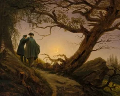 Boutiques de musées Panneaux Acryliques|Toiles Encadrées-Deux hommes contemplant la Lune (panneaux acryliques)