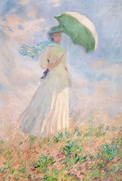 Boutiques de musées Toiles Sur Châssis|Panneaux Aluminium-Essai de figure en plein air: femme à l'ombrelle tournée vers la droite (toiles sur châssis)