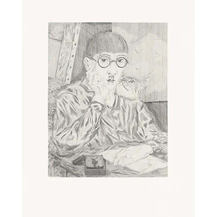 Boutiques de musées Art Moderne-Estampe Autoportrait de l'artiste au chat - Foujita