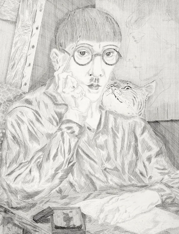 Boutiques de musées Art Moderne-Estampe Autoportrait de l'artiste au chat - Foujita