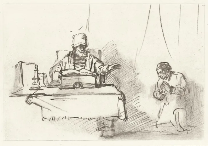 Sale Boutiques de musées Estampe Deux croquis - Rembrandt