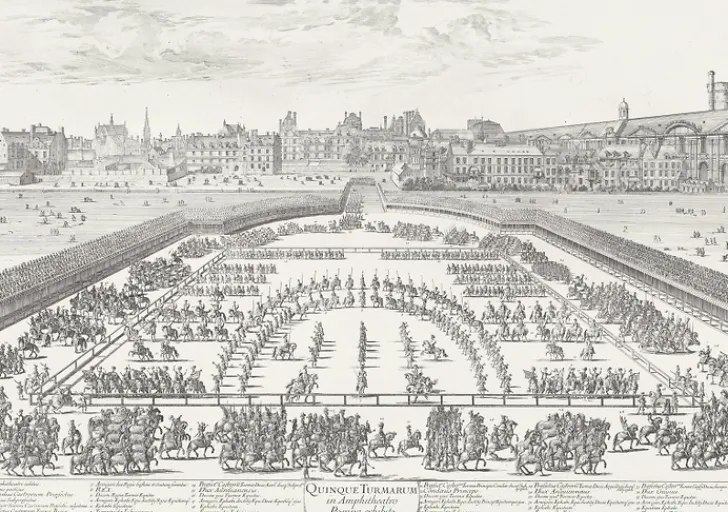 Boutiques de musées Personnages Et Évènements Historiques-Estampe Défilé des cinq quadrilles dans la lice - Israël Silvestre