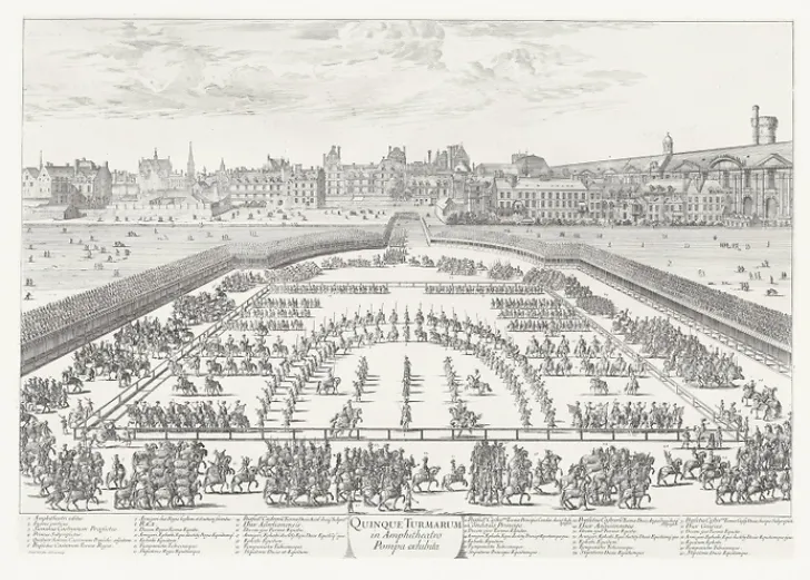 Boutiques de musées Personnages Et Évènements Historiques-Estampe Défilé des cinq quadrilles dans la lice - Israël Silvestre