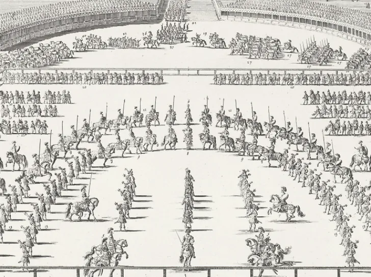 Boutiques de musées Personnages Et Évènements Historiques-Estampe Défilé des cinq quadrilles dans la lice - Israël Silvestre