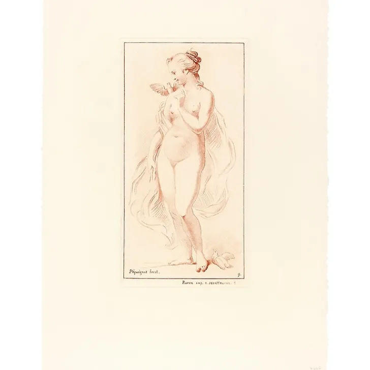 Hot Boutiques de musées Estampe Femme nue debout ayant une colombe sur l'épaule