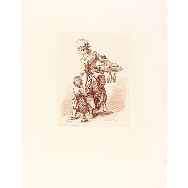 Sale Boutiques de musées Estampe Femme tenant un enfant par la main