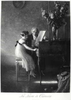 Best Boutiques de musées Estampe La leçon de clavecin - Jules Alexis Muenier