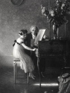 Best Boutiques de musées Estampe La leçon de clavecin - Jules Alexis Muenier