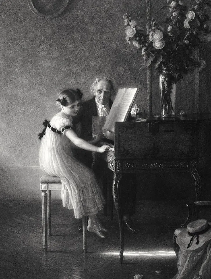 Best Boutiques de musées Estampe La leçon de clavecin - Jules Alexis Muenier