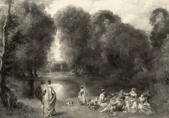 Boutiques de musées Chefs D'Œuvre Des Musées-Estampe L'assemblée dans un parc - Jean-Antoine Watteau