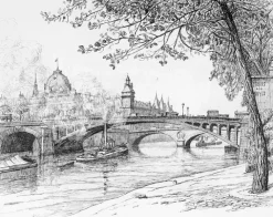 Hot Boutiques de musées Estampe Le pont Notre-Dame à Paris - Caroline Armington