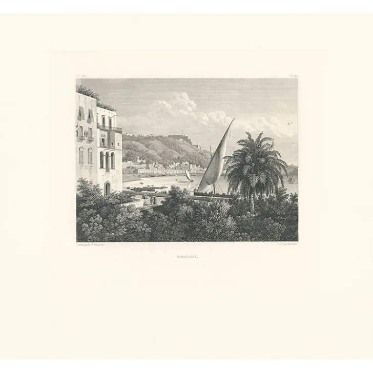 Online Boutiques de musées Estampe Le port de Mergellina, Naples, côté du Pausylippe