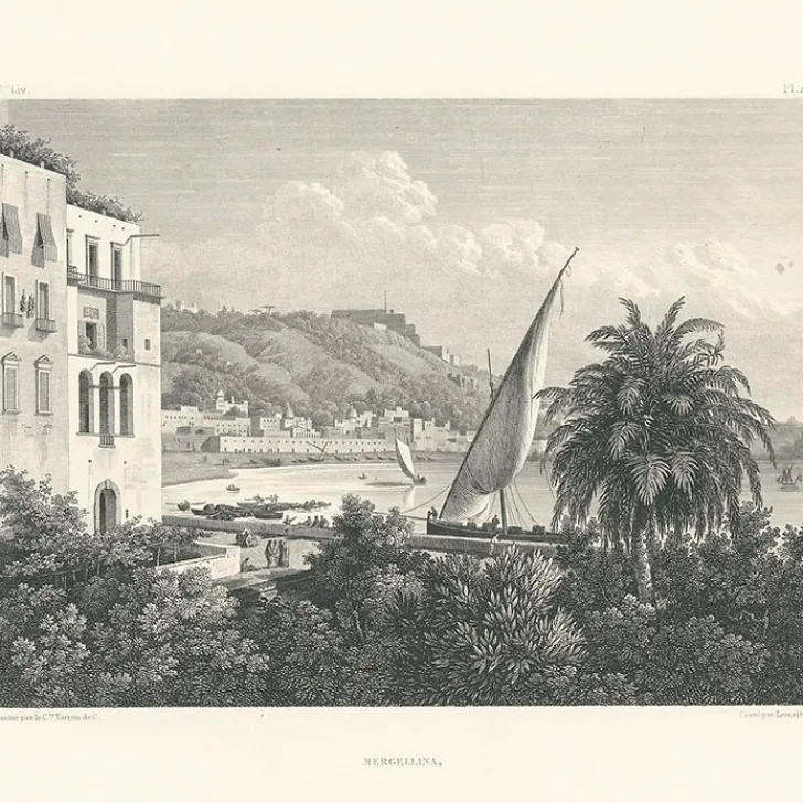 Online Boutiques de musées Estampe Le port de Mergellina, Naples, côté du Pausylippe