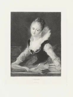 Clearance Boutiques de musées Estampe L'étude - Jean-Honoré Fragonard