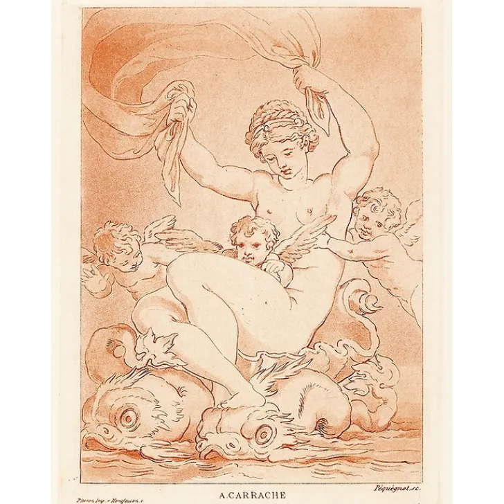 Discount Boutiques de musées Estampe Nu, 3 amours et tritons