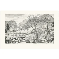 Boutiques de musées Créations Contemporaines-Estampe Paysage Rocky Arroyo au Nouveau Mexique de Roderick Mead