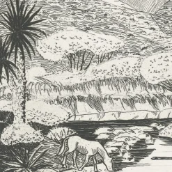 Boutiques de musées Créations Contemporaines-Estampe Paysage Rocky Arroyo au Nouveau Mexique de Roderick Mead