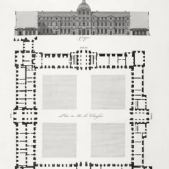 Clearance Boutiques de musées Estampe Plan, élévation et coupe du Louvre - Louis-Pierre Baltard