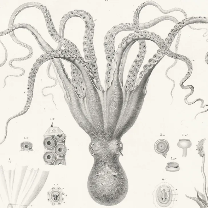 Boutiques de musées Nature, Fleurs Et Paysages-Estampe Poulpes sèches