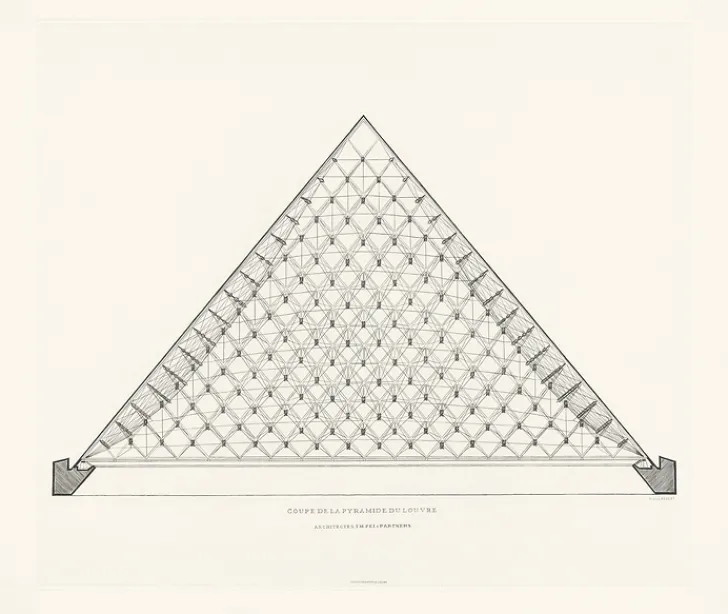 Boutiques de musées Paris Et Le Louvre|Créations Contemporaines-Estampe Pyramide du Louvre - Ieoh Ming Pei